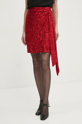 Never Fully Dressed Fusta Sequin Mini Jaspre Skirt Culoarea Rosu, Mini, Evazati, NFDSK593