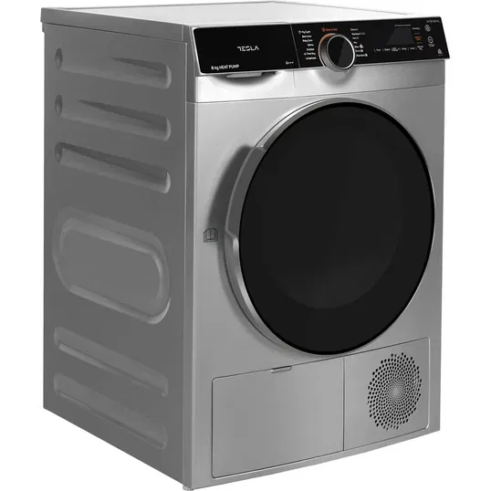 Uscator de rufe Tesla WT8H91MS, 8kg, Clasa A++Pompa caldura, Inverter, Antisifonare, Argintiu