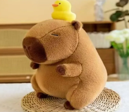 Jucarie de plus Capybara, cu pui gablben, 40 cm