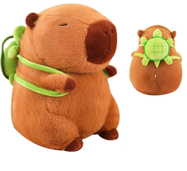 Jucarie de plus Capybara, cu rucsac in forma de brosca testoasa, 45 cm
