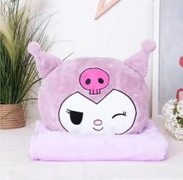 Jucarie din plus cu patura inclusa, Kuromi mov 32 cm