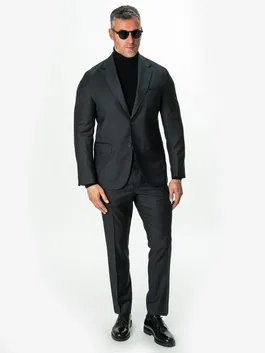 Costum Gri Antracit Barbati 100% Lana Vitale Barberis Super 110's BMan0054