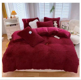 SET 4 Piese Lenjerie de pat dublu Cocolino - Bordo