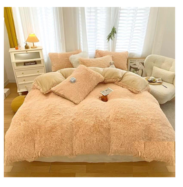 SET 4 Piese Lenjerie de pat dublu Cocolino - Camel