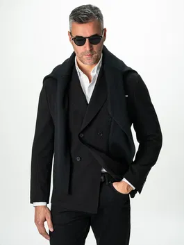 Sacou Negru Barbati Doua Randuri Lana Vitale Barberis Super 110'S BMan0041