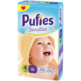 Scutece Pufies Sensitive 4 maxi, Maxi Pack, 56 buc