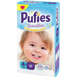 Scutece Pufies Sensitive 4+ maxi+, Maxi Pack, 50 buc