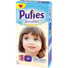 Scutece Pufies Sensitive 5 junior, Maxi Pack, 48 buc