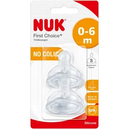 Tetina Nuk Frist Choice+, Silicon, 0-6 Luni, Orificiu Subtire, Set 2Buc