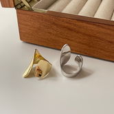 Inel minimalist argint, inele reglabile argint, inele mari argint, inel lat argint, dama, argint 925/argint 925 placat cu aur, 6,05 gr