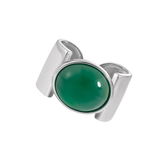 Inel lat argint cu pietre naturala agate, inel masiv reglabil cu pietra naturala, inel argint piatra verde, inele reglabile argint, 6,13 gr