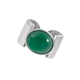 Inel lat argint cu pietre naturala agate, inel masiv reglabil cu pietra naturala, inel argint piatra verde, inele reglabile argint, 6,13 gr