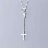 Lantisor lung cruce argint, lantisor argint simplu, lantisor cu cruce, lantisoare argint cruciulita, dama, argint 925, 40 + 3 cm, argintiu, 3,11 gr