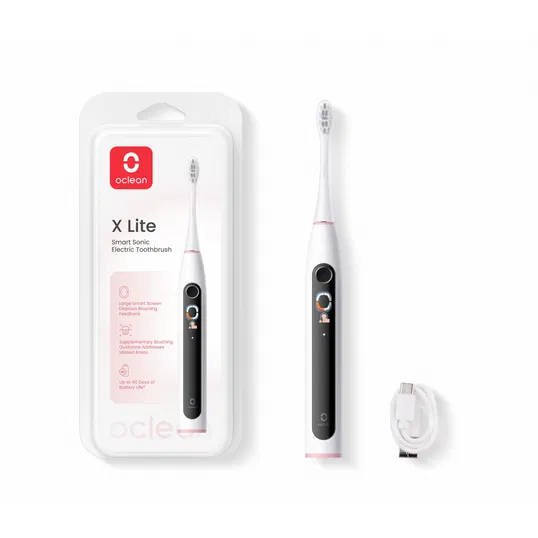 Periuta de dinti smart sonica Oclean X Lite, 72,000 miscari/min, 5 moduri, 65 dB, IPX7 waterproof, perie Professional Clean, Gri