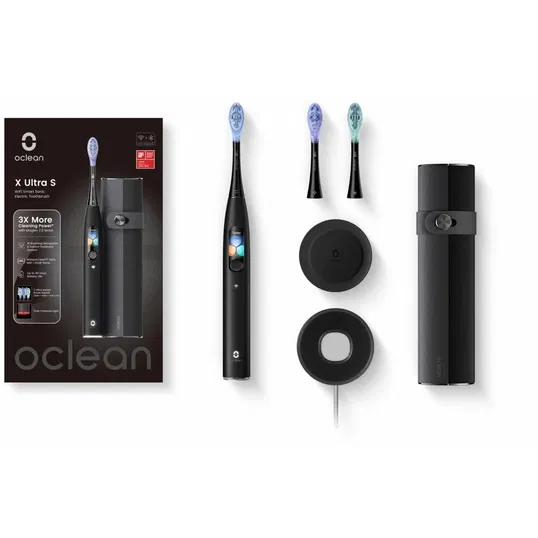 Set periuta de dinti smart sonica Oclean X Ultra, Motor Maglev 3.0 TurboClean, smart touch screen, Negru