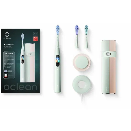 Set periuta de dinti smart sonica Oclean X Ultra, TurboClean, smart touch screen, Verde