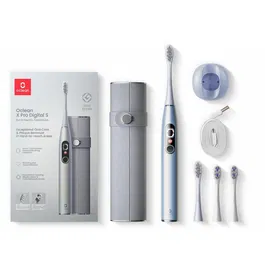 Set periuta de dinti smart sonica Oclean X Pro Digital, smart touch screen, Abastru/gri