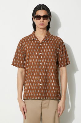Universal Works Camasa Din Bumbac Road Shirt Barbati, Culoarea Maro, Regular, 30179.BROWN