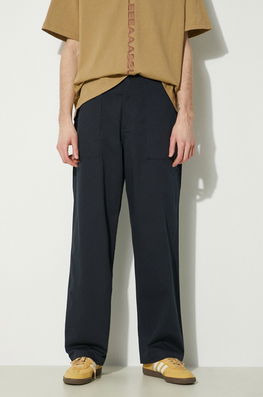 Universal Works Pantaloni De Bumbac Fatigue Pant Culoarea Albastru Marin, Drept, 132.NAVY