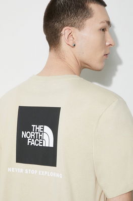 The North Face Tricou Din Bumbac M S/S Redbox Tee Barbati, Culoarea Bej, Cu Imprimeu, NF0A87NP3X41