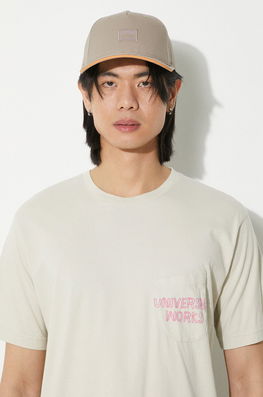 Universal Works Tricou Din Bumbac Print Pocket Tee Barbati, Culoarea Bej, Cu Imprimeu, 30611.DRIFTWOOD
