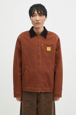 ICECREAM Jachetă De Cămașă Din Bumbac Canvas Lined Work Culoarea Maro, De Tranzitie, ICW003