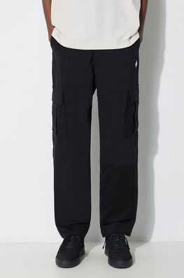 Marcelo Burlon Pantaloni Cross Cotton Cargo Bărbați, Culoarea Negru, Cu Fit Cargo, CMCF014S24FAB0011001