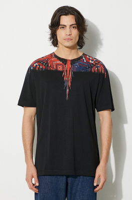 Marcelo Burlon Tricou Din Bumbac Bandana Wings Basic Tee Barbati, Culoarea Negru, Cu Imprimeu, CMAA056F24JER0031027