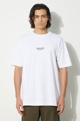 Marcelo Burlon Tricou Din Bumbac Que Onda Basic Tee Barbati, Culoarea Alb, Cu Imprimeu, CMAA056F24JER0070110