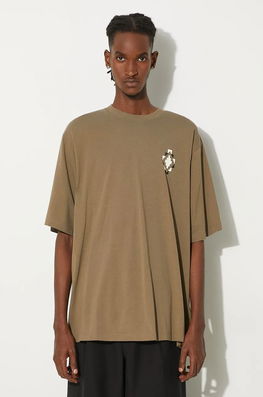 Marcelo Burlon Tricou Din Bumbac Bandana Cross Over Tee Barbati, Culoarea Verde, Cu Imprimeu, CMAA054F24JER0026E6F