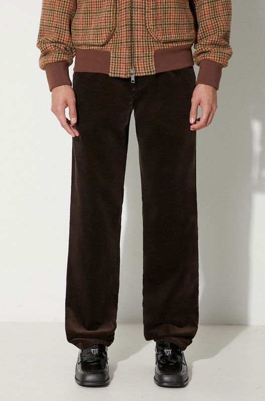 Norse Projects Pantaloni De Catifea Cord Aros Culoarea Maro, Drept