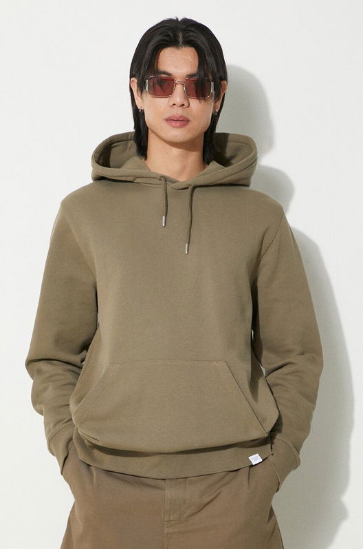 Norse Projects Hanorac De Bumbac Vagn Slim Organic Barbati, Culoarea Verde, Cu Glugă, Neted, N20.1276.8076