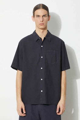 Norse Projects Camasa Carsten Cotton Tencel Barbati, Culoarea Albastru Marin, Cu Guler Clasic, Regular, N40.0579.7004