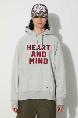 Billionaire Boys Club Hanorac De Bumbac Heart And Mind Popover Bărbați, Culoarea Gri, Cu Glugă, Cu Imprimeu, B23433