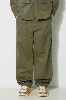 Universal Works Pantaloni De Bumbac Fatigue Pant Culoarea Verde, Drept, 132.LIGHT.OLIVE