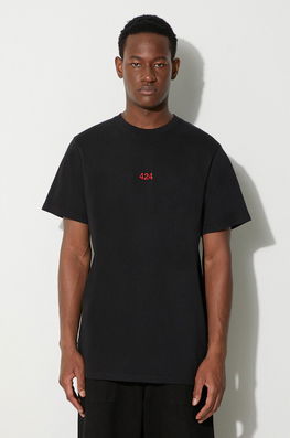 424 Tricou Din Bumbac Culoarea Negru, Uni 35424M111RX.236533