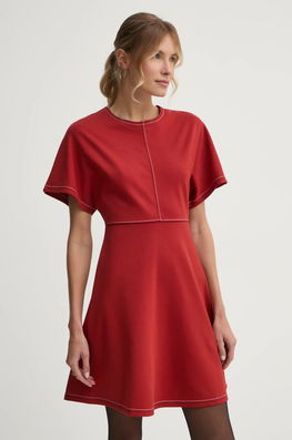 Tommy Hilfiger Rochie Culoarea Bordo, Mini, Evazati, WW0WW42596