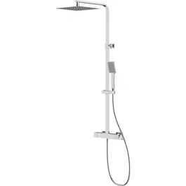 Coloana de dus Cersanit City S951-341, baterie dus cu termostat, dus tip coloana, para dus patrata, furtun 150 cm, Crom