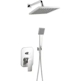 Set 5 in 1 Ferro Squerto: baterie incastrata dus cu cap dus fix, para dus mobila, furtun flexibil si racord