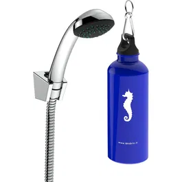 Set de dus IdroBric Duplex Termos, cu prindere fixa de perete, para de dus 1 functie, protectie anticalcar, furtun de dus 1500 mm + Termos, 500 ml, Aluminiu