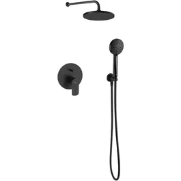 Set de dus Roca Cala, incastrat, baterie monocomanda, dus fix, brat de dus, para de dus, suport para de dus, furtun de dus 175cm, divertor, Negru mat