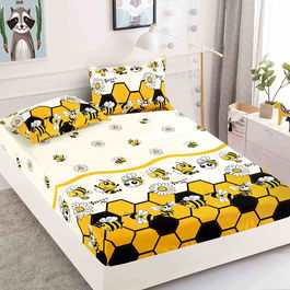 Husă protecție pat cu elastic, bumbac finet, 180 x 200 cm, 3 piese, HPP16