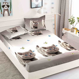 Husă protecție pat cu elastic, bumbac finet, 180 x 200 cm, 3 piese, HPP19
