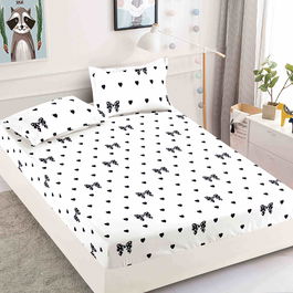 Husă protecție pat cu elastic, bumbac finet, 180 x 200 cm, 3 piese, HPP25