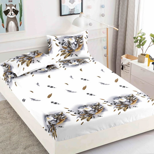 Husă protecție pat cu elastic, bumbac finet, 180 x 200 cm, 3 piese, HPP64
