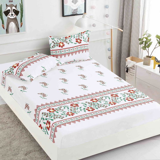 Husă protecție pat cu elastic, bumbac finet, 180 x 200 cm, 3 piese, HPP70