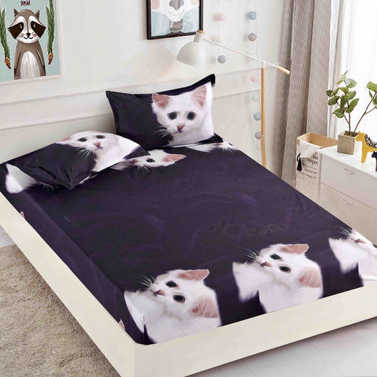 Husă protecție pat cu elastic, bumbac finet, 180 x 200 cm, 3 piese, HPP76