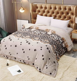Pătură Cocolino dubla cu blanita 200/230 cm Bej leopard