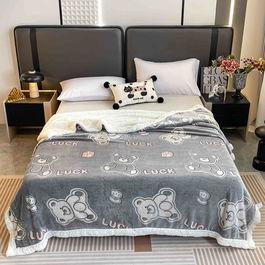 Pătură Cocolino dubla cu blanita 200/230 cm ursuleti gri