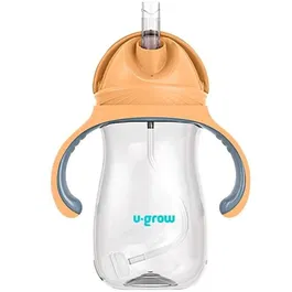 Cana cu pai tritan, orange, 300ml,U-Grow